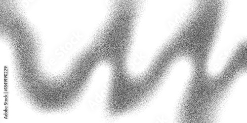 Black stipple flowing line background. Black and white textured spray and sand dust spots. Grainy fluid spots and stains Black dotted flowing dust set. Gradient from dots isolated on white background.