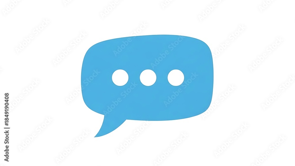 Naklejka premium A simple blue chat bubble with dots inside signifying communication and messaging