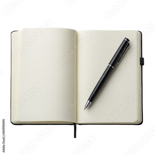 Wallpaper Mural Open notebook with an elegant pen resting on blank pages, ideal for creative writing and note-taking on transparent background Torontodigital.ca