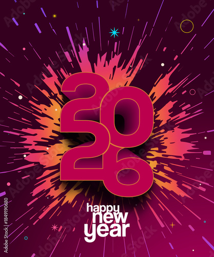 2026 Happy new year, celebrating colourful new year