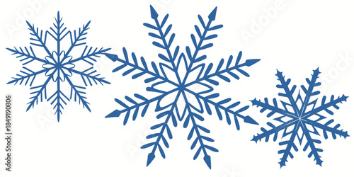 Vector illustration of blue snowflakes on a white background, perfect for creating a cool and refreshing holiday feel.