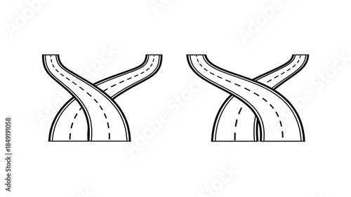 Intertwined roads creating a complex pathway a striking graphic silhouette
