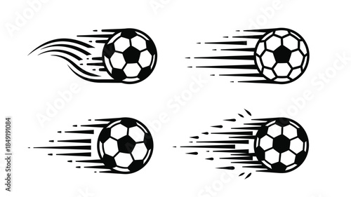 Dynamic soccer balls with speed lines a striking visual silhouette