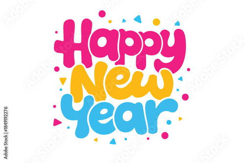 Happy New Year Brush Calligraphy Typography Vector Design