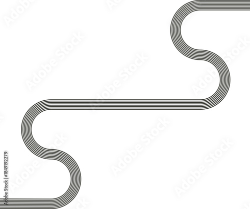 Striped path forming square-based turns with zigzag movement and continuous routing.