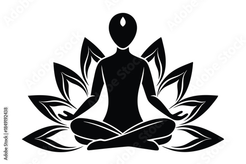 lotus pose silhouette line art vector illustration