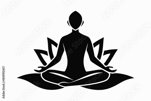 lotus pose silhouette line art vector illustration