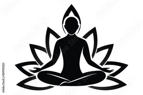 lotus pose silhouette line art vector illustration