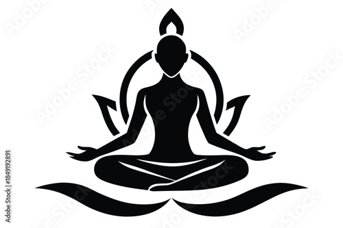 lotus pose silhouette line art vector illustration
