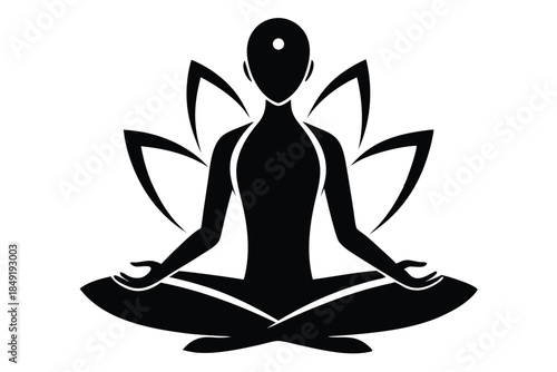 lotus pose silhouette line art vector illustration