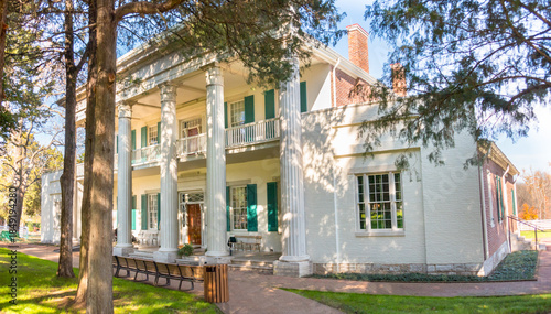 The front facade of the Hermitage in autumn