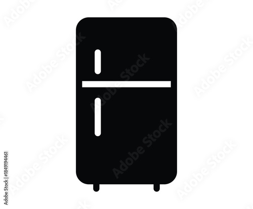 Simple Black Refrigerator Icon with Clean and Modern Design