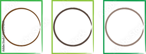 Three oval shapes with different colored outlines on white background