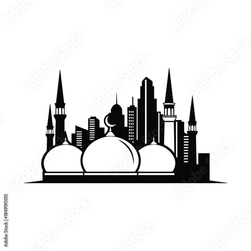 Skyline with historical and modern buildings Vector, illustration