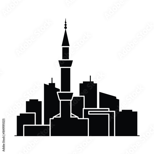 Skyline with prominent tower Vector, illustration