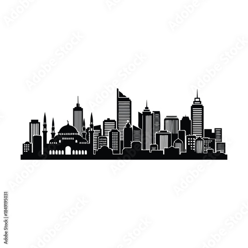 Skyline of a modern city Vector, illustration