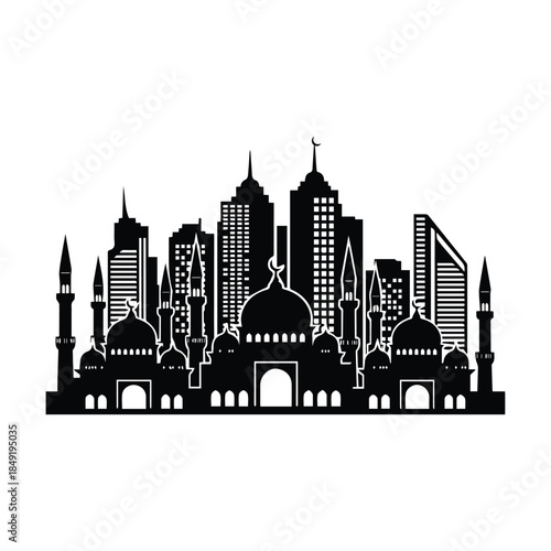 Silhouette of modern and historical buildings Vector, illustration