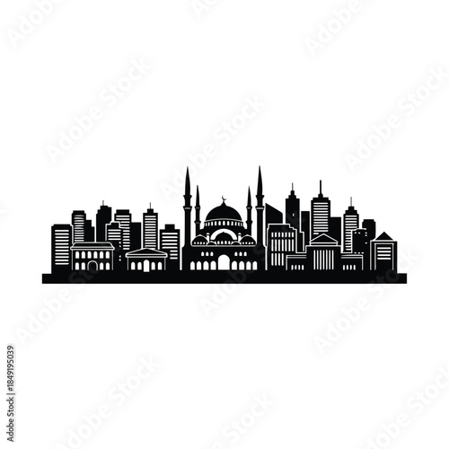 Silhouette of a city skyline Vector, illustration