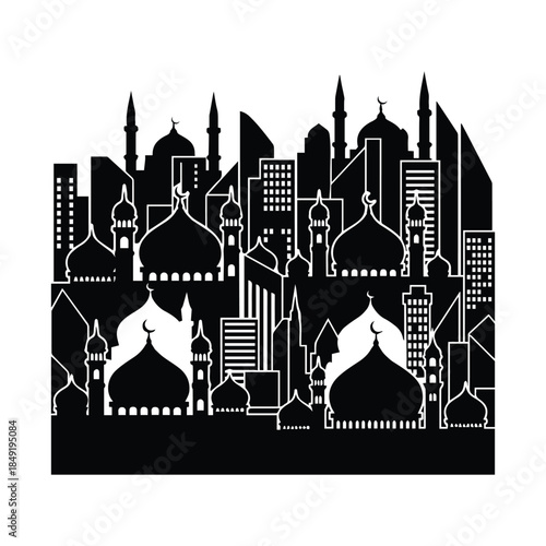 Modern mosque cityscape Vector, illustration