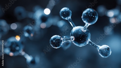 Molecular structure scientific background blue glow