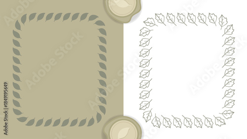 Abstract Nature Botanical Frame Organic Shapes Hand Drawn Leaves.Vector Illustration
