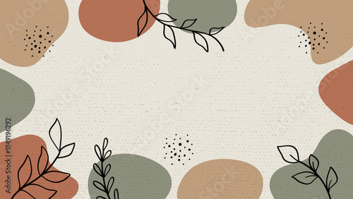 Nature Bohemian Plants Stones Pastel Color Banner Background.Vector Illustration