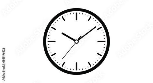 A simple black and white analog clock face showing approximately ten past ten silhouette