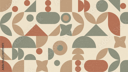 Warm Toned Abstract Geometric Retro Pattern on Beige.Vector Illustration