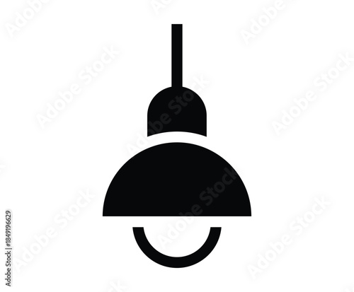 Simple Black Pendant Light Icon on a White Background for Modern Decor
