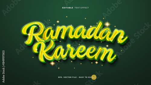 Ramadan Kareem 3D Gold Green Editable Text Effect