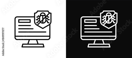 Malware Prevention icon set black and white