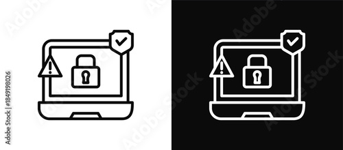 Ransomware Protection icon set black and white