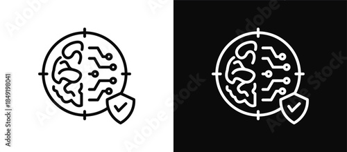 Cyber Intelligence icon set black and white