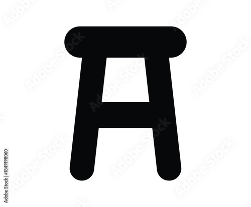 Simple Solid Black Icon of a Stool with Minimalist Design for Graphics