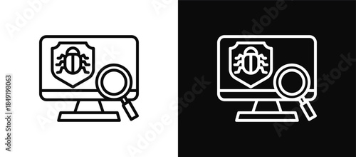Malware Analysis icon set black and white