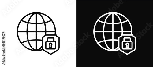 Virtual Private Network icon set black and white