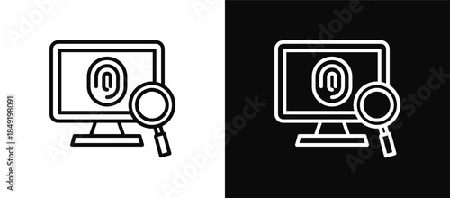 Digital Forensics icon set black and white