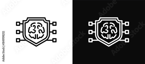 Threat Intelligence icon set black and white