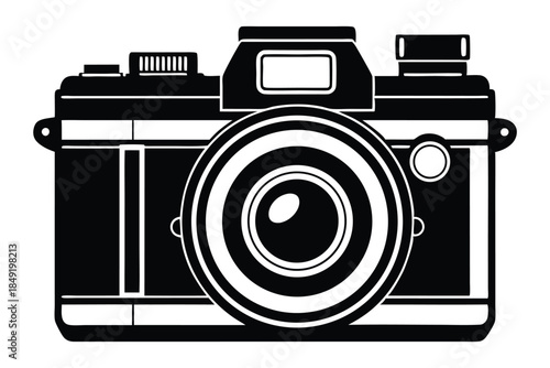 large format camera silhouette line art vector illustration