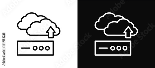 Cloud Backup icon set black and white