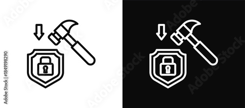 Threat Mitigation icon set black and white
