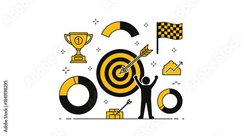 Abstract vector illustration of a musical background concept featuring a creative set of technology icons and business design symbols