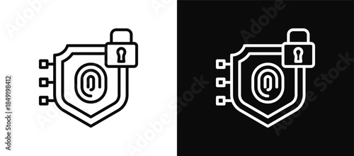 Digital Protection icon set black and white