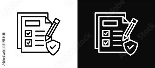 Data Compliance icon set black and white