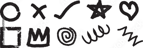 Collection of hand drawn symbols and shapes