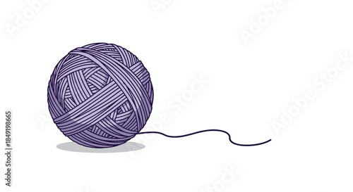 A simple, clean illustration of a single ball of purple yarn for knitting or crochet, isolated on white.