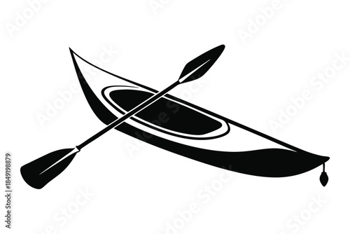 kayak silhouette line art vector illustration