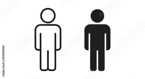 Two simple human figures are presented one outlined and one in solid black silhouette