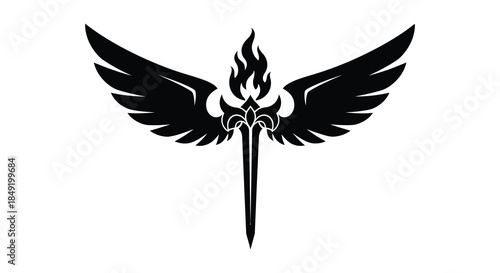 A striking black winged flame design with ornate details a captivating artistic silhouette