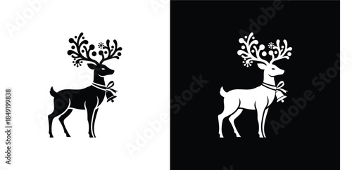 Walking Deer Stag Silhouette Vector Logo Design